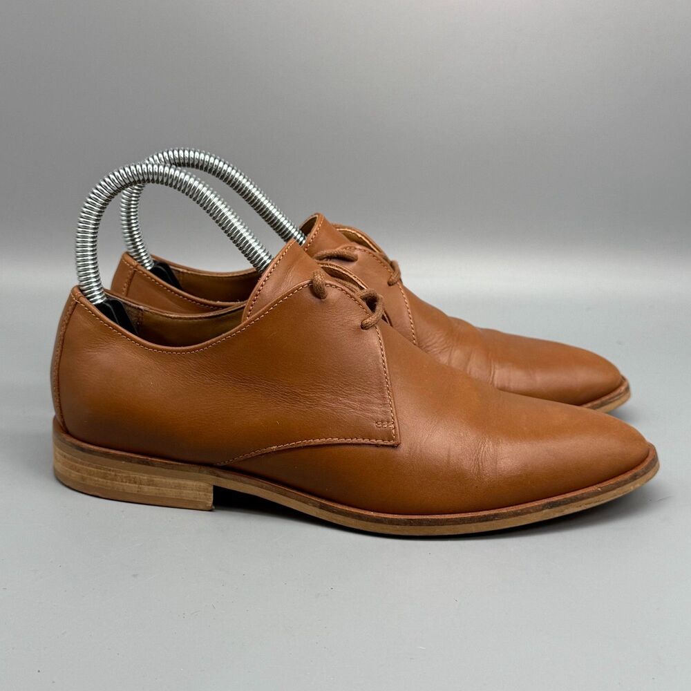 Everlane Modern Oxford Womens 6 Brown Tan Cognac Leather Derby Shoes Lace Almond